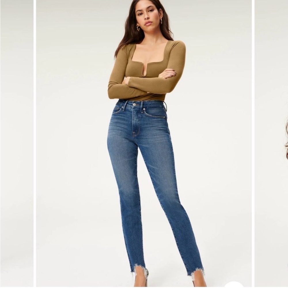 Good American Cigarette Women’s High-Rise Slim Straight Jeans in Blue 27